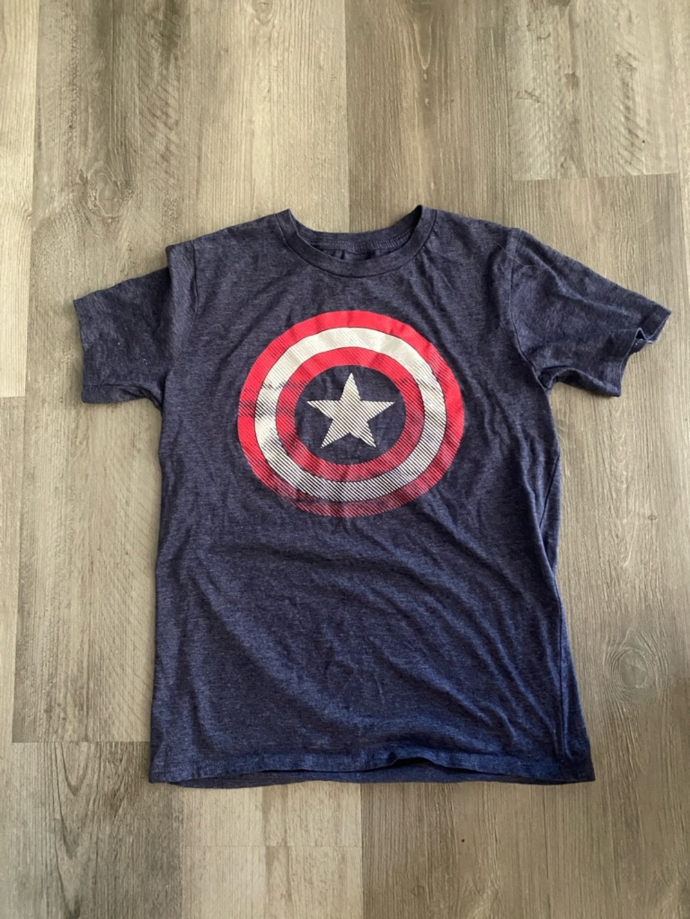 Marvel Youth Navy Tee with Red & White Captain Shield